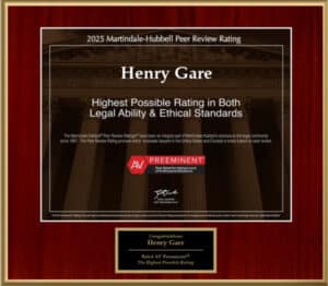 Henry Gare's Martindale-Hubbell AV Preeminent® rating